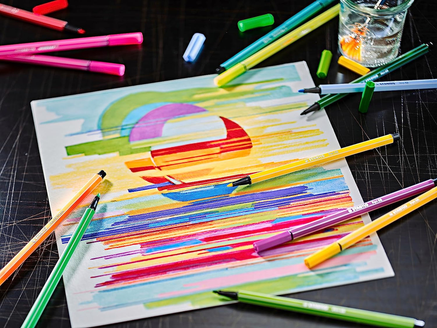 Pennarello Premium - STABILO Pen 68 - Rollerset con 25 colori assortiti punta da 1mm - ARTY Edition
