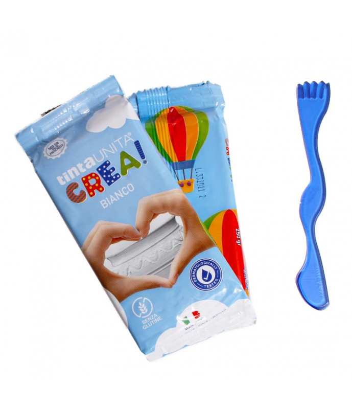 Pasta da modellare Bianca in 2 panetti da 250gr con spatola -Tinta Unita
