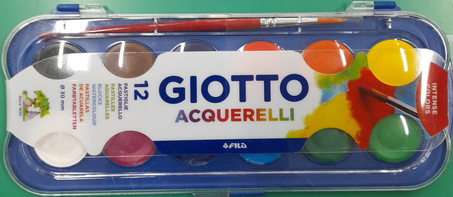 Tavola colori Giotto acquerelli da 12+ pennello