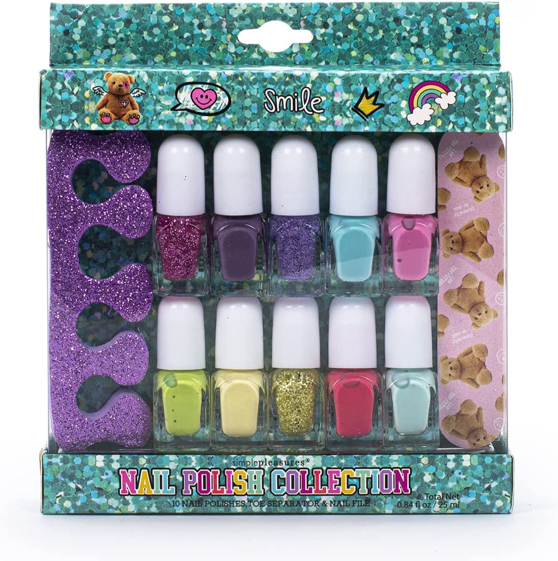 Tri-Coastal Design - Simple Pleasures | Set Manicure e Pedicure | 10 Colorazioni di Smalto per Unghie | Tot 25ml| Smalti Peel Off |Distanziatori Dita Piedi | Lima per Unghie | Idea Regalo