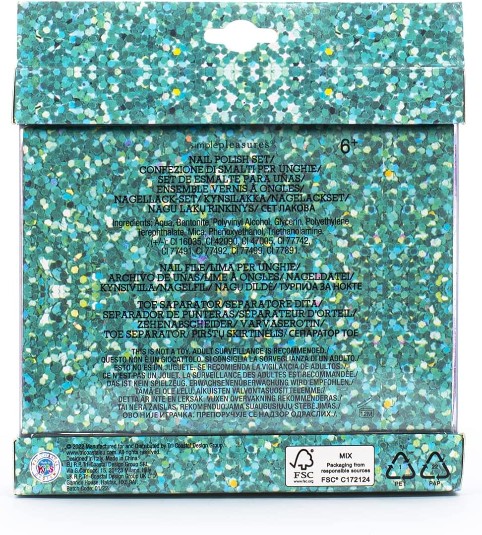 Tri-Coastal Design - Simple Pleasures | Set Manicure e Pedicure | 10 Colorazioni di Smalto per Unghie | Tot 25ml| Smalti Peel Off |Distanziatori Dita Piedi | Lima per Unghie | Idea Regalo