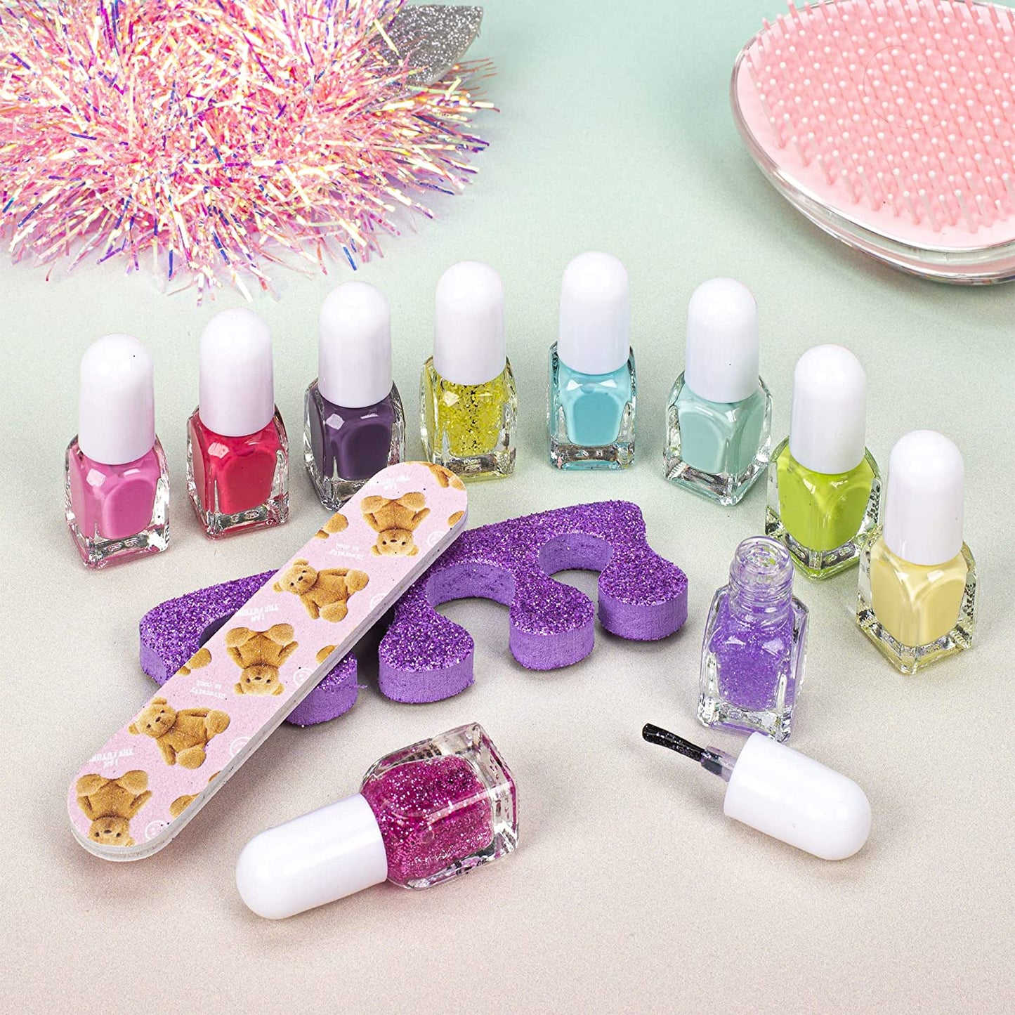 Tri-Coastal Design - Simple Pleasures | Set Manicure e Pedicure | 10 Colorazioni di Smalto per Unghie | Tot 25ml| Smalti Peel Off |Distanziatori Dita Piedi | Lima per Unghie | Idea Regalo