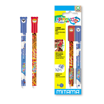 Set 2 Penne Cancellabili Spinnypen 0,7 mm BLU -MITAMA