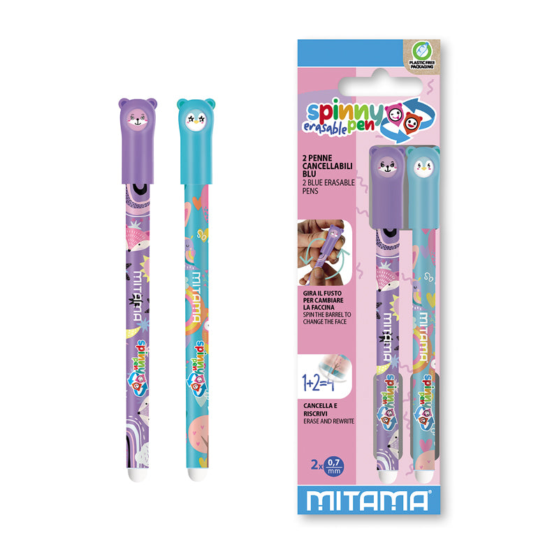 Set 2 Penne Cancellabili Spinnypen 0,7 mm BLU -MITAMA