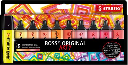 Evidenziatori  STABILO BOSS ORIGINAL - ARTY - Warm Colors - Confezione da 10 Colori assortiti