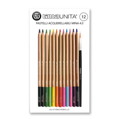 Tinta Unita Confezione 12 Pastelli Acquerellabili Mina 4.0 - Pool Over