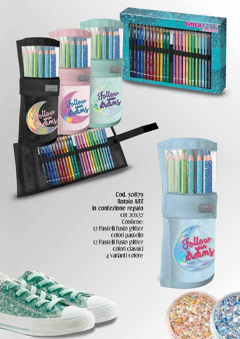 Astuccio rotolo Art Follow Your Dream TINTA UNITA Glamour - 24 pastelli