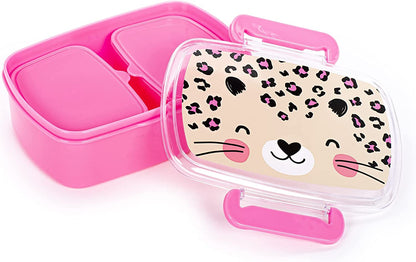Tri-Coastal Design - TCD Made for Kids | Box Porta Pranzo | Scatola Grande 750 ml |Due Contenitori all'Interno| Senza BPA | Fantasia Maculata su Sfondo Rosa