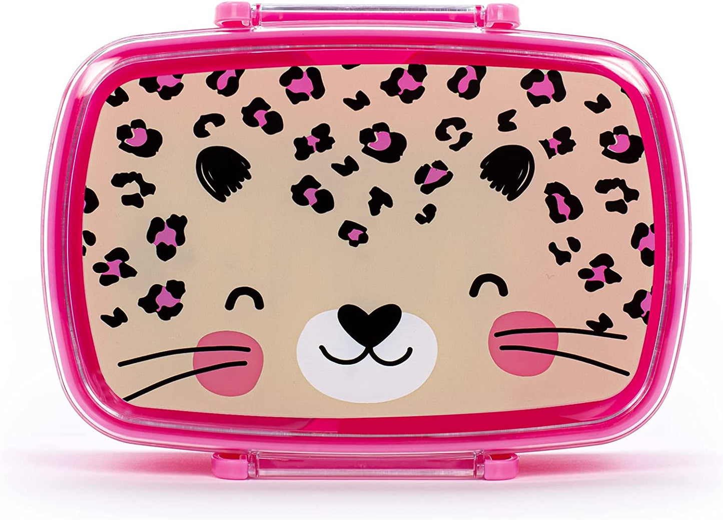 Tri-Coastal Design - TCD Made for Kids | Box Porta Pranzo | Scatola Grande 750 ml |Due Contenitori all'Interno| Senza BPA | Fantasia Maculata su Sfondo Rosa