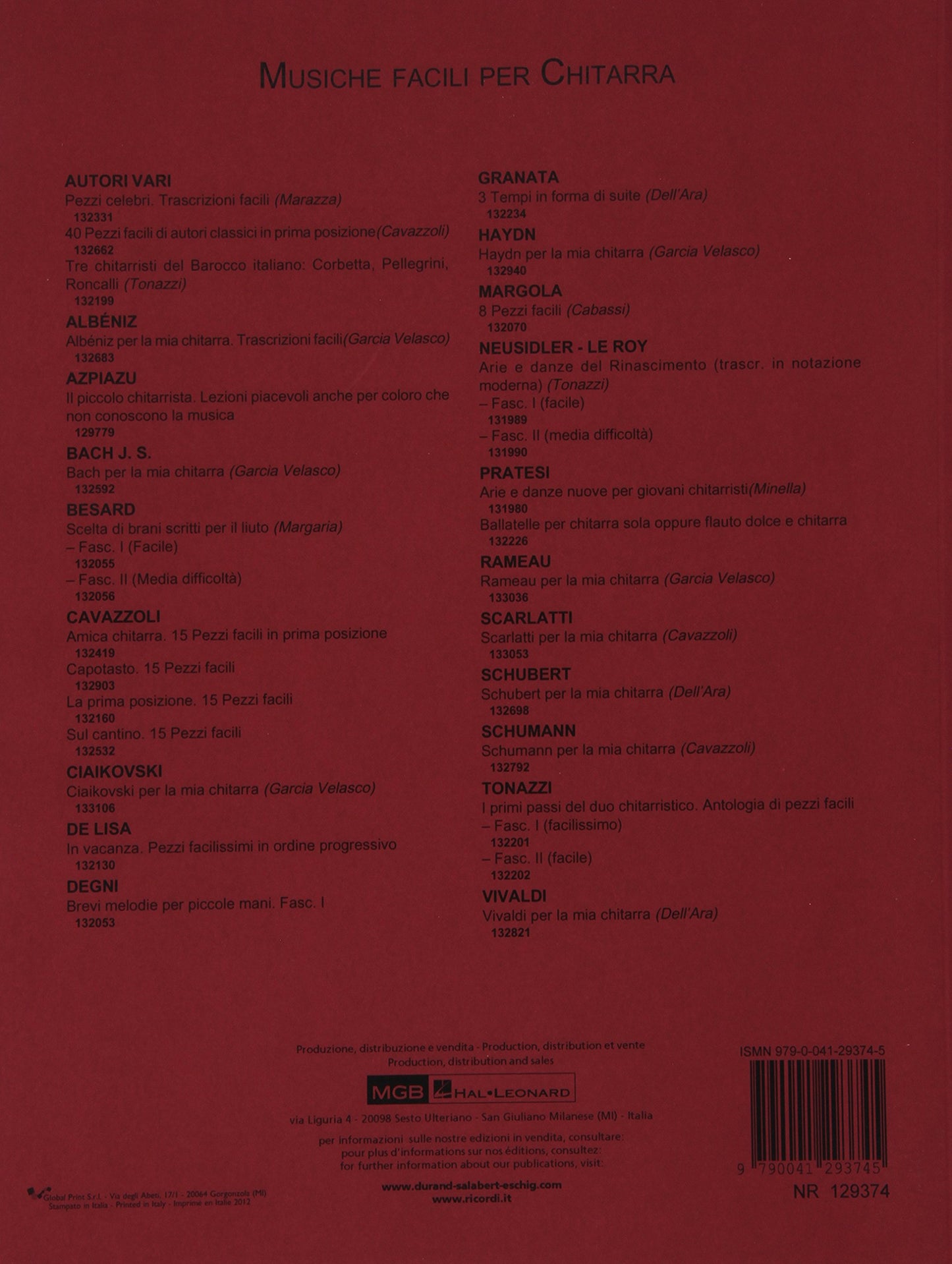 Metodo completo per chitarra L.O. Anzaghi- Ed. Ricordi