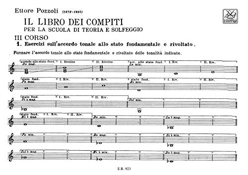 Libro dei compiti per la scuola di teoria e solfeggio -Pozzoli Vol. II e III
