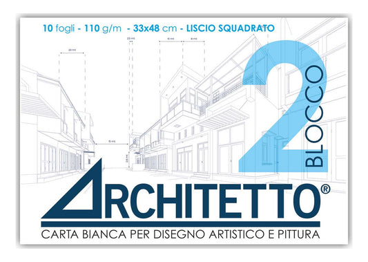 Album da disegno B2 Architetto liscio squadrato 33x48 - 110 g/mq -10 fg