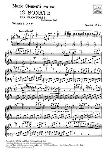 12 Sonate Clementi per pianoforte -Ed. Ricordi- Vol. I N.1-6